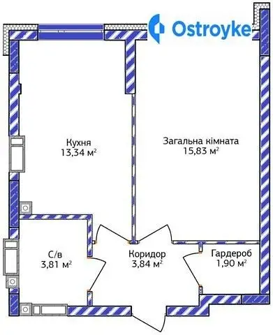 1-комнатная квартира, 38 м², вул. Чехова, Ирпень