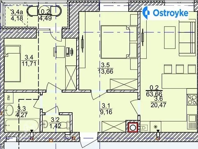 Продаж 2-кімнатної квартири, 64 м², Стрий — фото 2