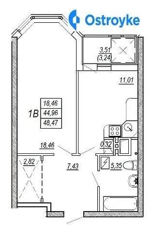 Продаж 1-кімнатної квартири, 48 м², Одеса — фото 2