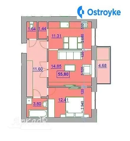 2-кімнатна квартира, 55 м², вул. Вовчинецька, Івано-Франківськ