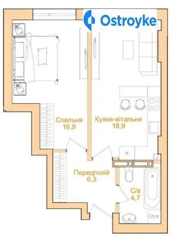 1-кімнатна квартира, 47 м², пров. Новопечерський, 5, Київ