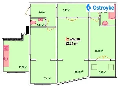 2-кімнатна квартира, 82 м², вул. Нагнибіди, 78, Запоріжжя