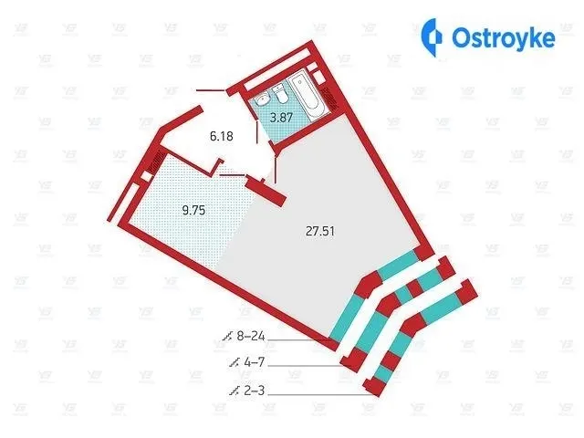 Продаж 1-кімнатної квартири, 47 м², Київ — фото 1