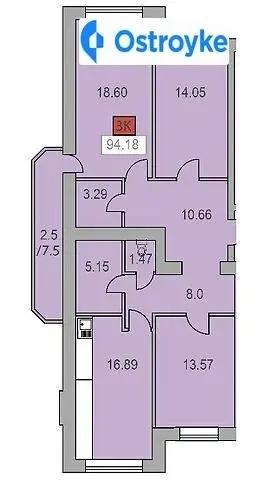 3-кімнатна квартира, 94 м², Черкаси