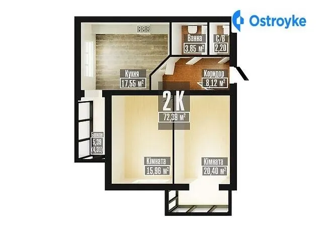 Продаж 2-кімнатної квартири, 72 м², Хмельницький — фото 1