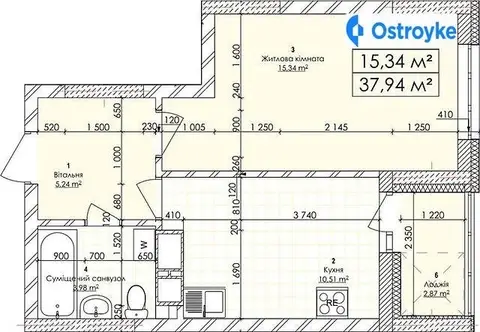 1-комнатная квартира, 37 м², вул. Бережанська, 15, Киев