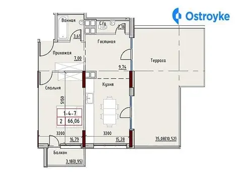 2-комнатная квартира, 66 м², пров. Маячний, 7, Одесса
