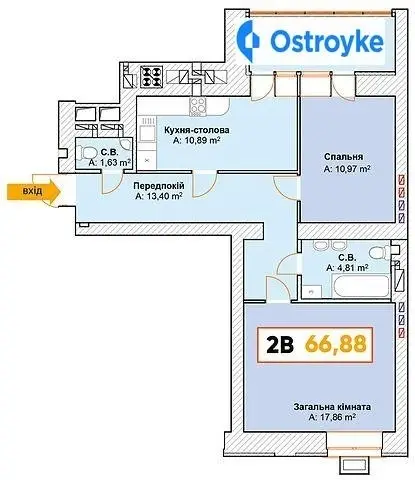 2-кімнатна квартира, 66 м², пров. Тихого, Буча