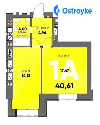 1-кімнатна квартира, 40 м², пров. Тихого, Буча