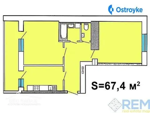 2-комнатная квартира, 67 м², вул. Академіка Сахарова, 37, Одесса