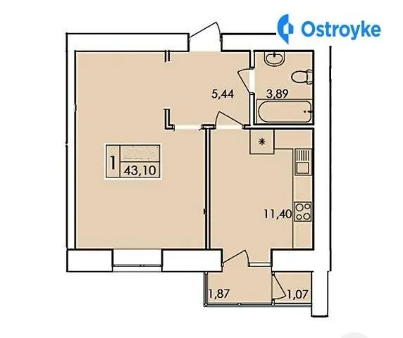 Продаж 1-кімнатної квартири, 43 м², Хмельницький — фото 1