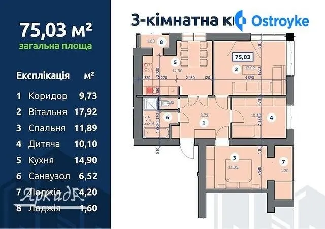 Продаж 3-кімнатної квартири, 75 м², Івано-Франківськ — фото 1