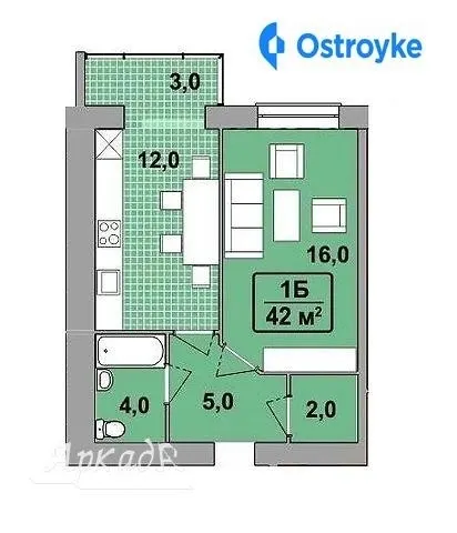 Продаж 1-кімнатної квартири, 42 м², Івано-Франківськ — фото 1