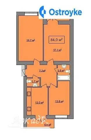 3-кімнатна квартира, 84 м², вул. Макогона, Івано-Франківськ