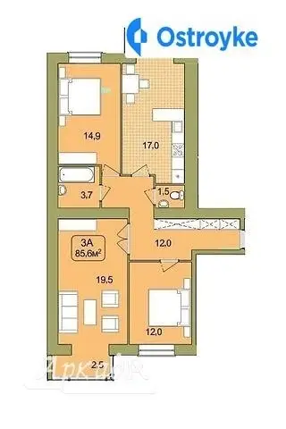 Продажа 3-комнатной квартиры, 86 м², Ивано-Франковск