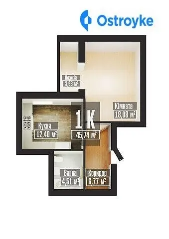 Продаж 1-кімнатної квартири, 45 м², Хмельницький — фото 1