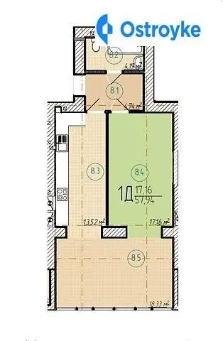 2-комнатная квартира, 58 м², вул. Тургенєвська, Ирпень