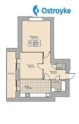 Продаж 2-кімнатної квартири, 69 м², Тернопіль — фото 2