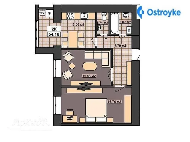 Продаж 2-кімнатної квартири, 54 м², Івано-Франківськ — фото 1