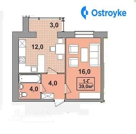 Продаж 1-кімнатної квартири, 39 м², Івано-Франківськ — фото 2