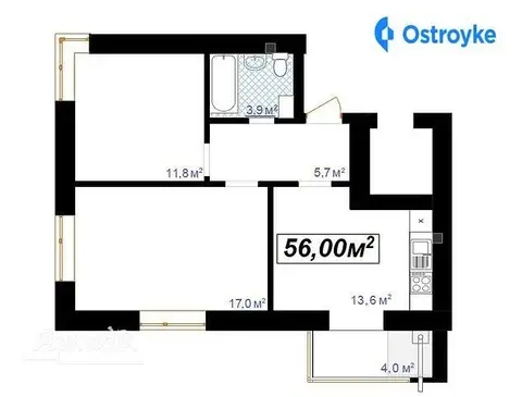 2-комнатная квартира, 56 м², вул. Блавацкого Отца, 8, Ивано-Франковск