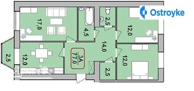 Продаж 3-кімнатної квартири, 77 м², Івано-Франківськ — фото 1