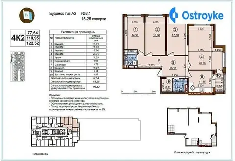 4-кімнатна квартира, 125 м², вул. Маршала Гречко, Київ