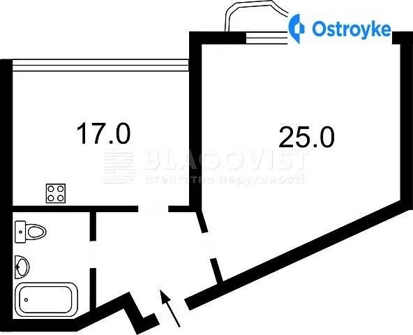Продаж 1-кімнатної квартири, 52 м², Київ — фото 1