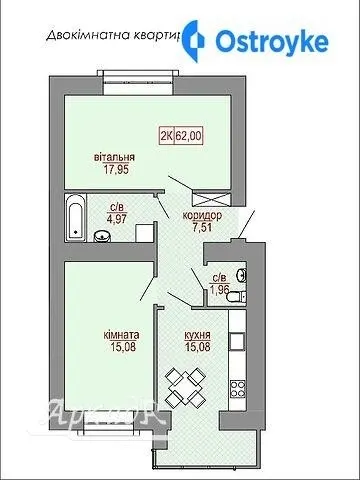 Продаж 2-кімнатної квартири, 60 м², Івано-Франківськ — фото 1
