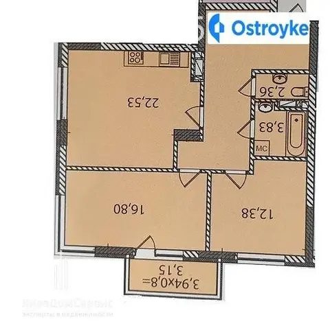 2-кімнатна квартира, 77 м², вул. Олени Пчілки, 3, Київ