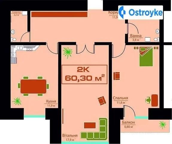 Продаж 2-кімнатної квартири, 62 м², Івано-Франківськ — фото 3