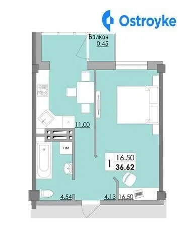 Продаж 1-кімнатної квартири, 36 м², Одеса — фото 1