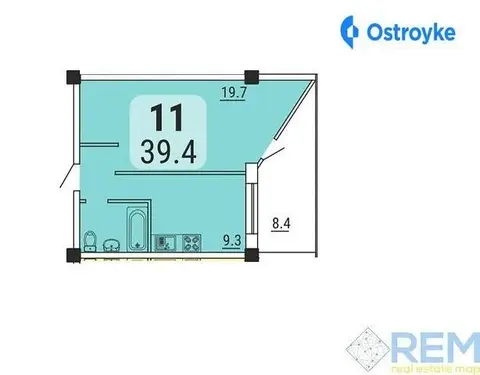 1-комнатная квартира, 39 м², пров. Кедровий, Одесса