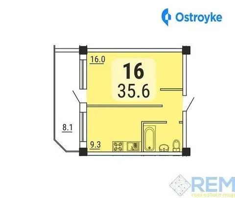 1-комнатная квартира, 36 м², пров. Кедровий, Одесса