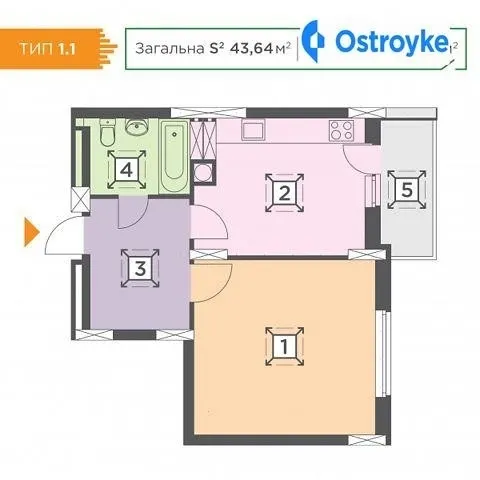 Продаж 1-кімнатної квартири, 43 м², Бориспіль — фото 1