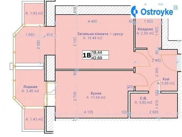 Продаж 1-кімнатної квартири, 44 м², Буча — фото 1