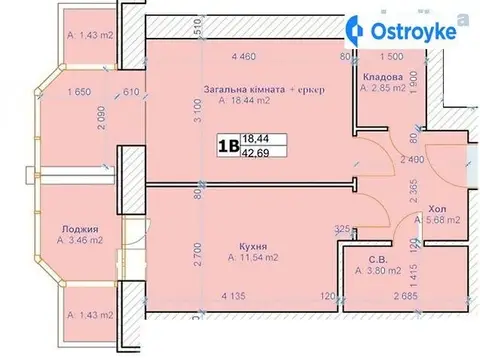 Продаж 1-кімнатної квартири, 44 м², Буча