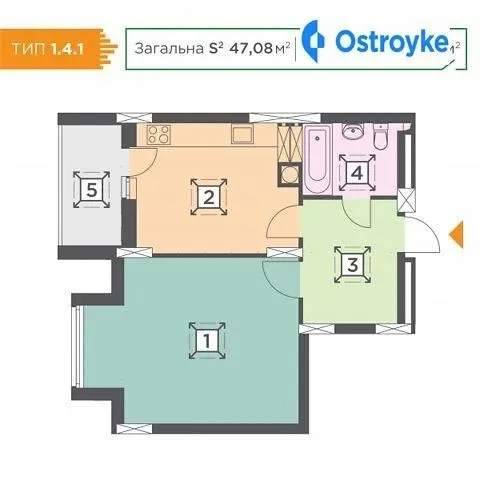 Продаж 1-кімнатної квартири, 47 м², Бориспіль — фото 1