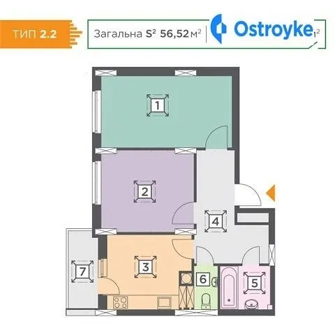 Продаж 2-кімнатної квартири, 56 м², Бориспіль — фото 1