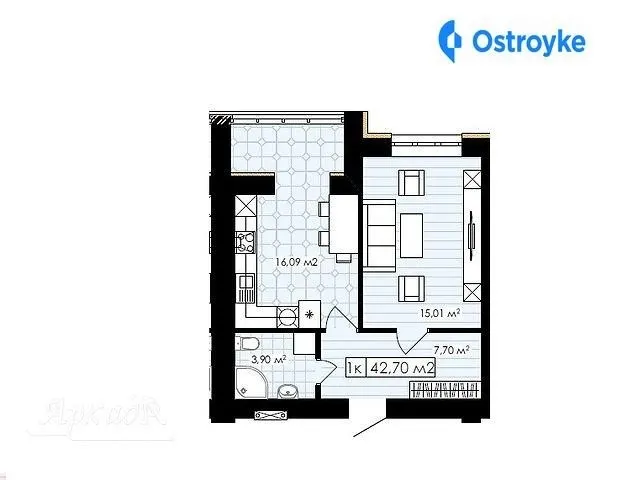 Продаж 1-кімнатної квартири, 42 м², Івано-Франківськ — фото 1
