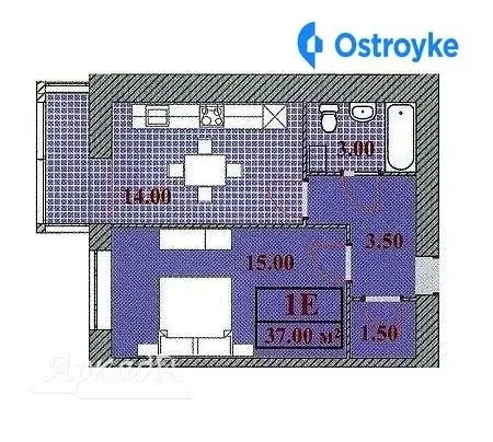Продаж 1-кімнатної квартири, 44 м², Івано-Франківськ