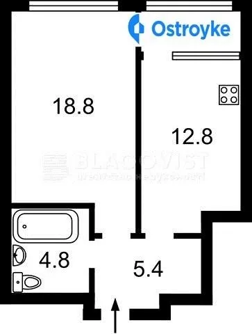 Продаж 1-кімнатної квартири, 45 м², Київ — фото 1