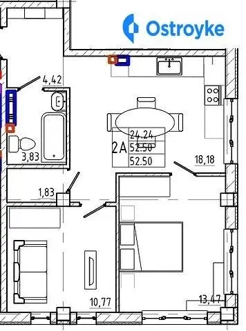 2-комнатная квартира, 52 м², вул. Педагогічна, Одесса