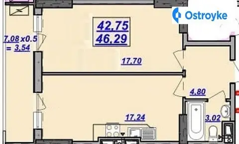 Продажа 1-комнатной квартиры, 46 м², Одесса