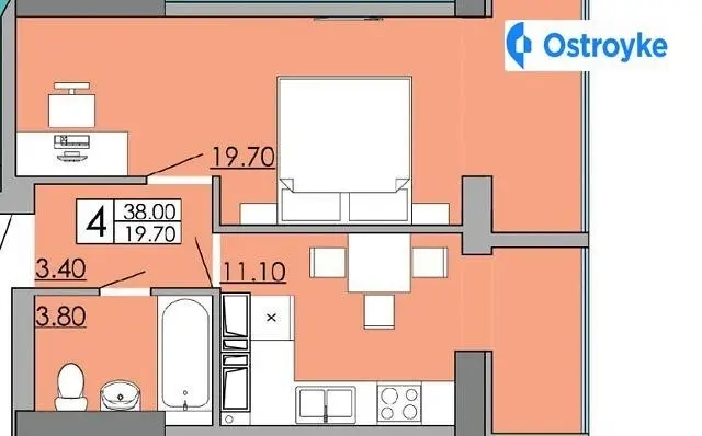 Продаж 1-кімнатної квартири, 38 м², Одеса — фото 4