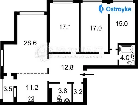 3-кімнатна квартира, 125 м², просп. Правди, 1, Київ
