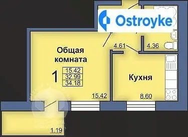Продаж 1-кімнатної квартири, 36 м², Полтава — фото 2