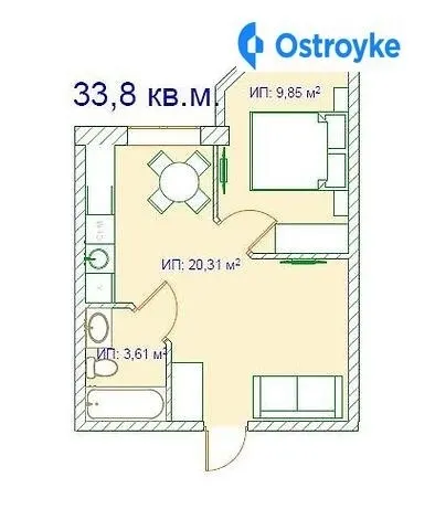 Продаж 1-кімнатної квартири, 34 м², Одеса — фото 1