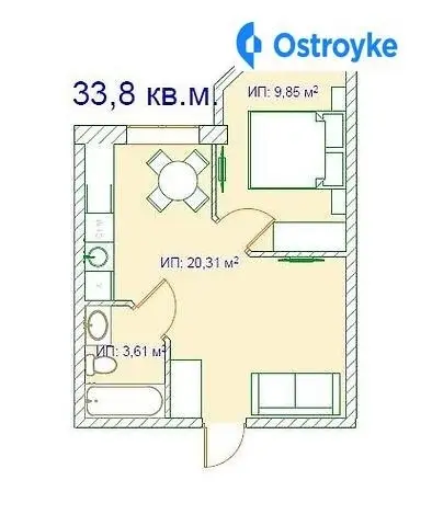 Продажа 1-комнатной квартиры, 34 м², Одесса
