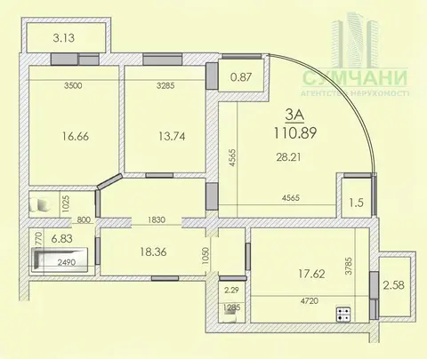 3-комнатная квартира, 111 м², Лушпи, 5, Сумы